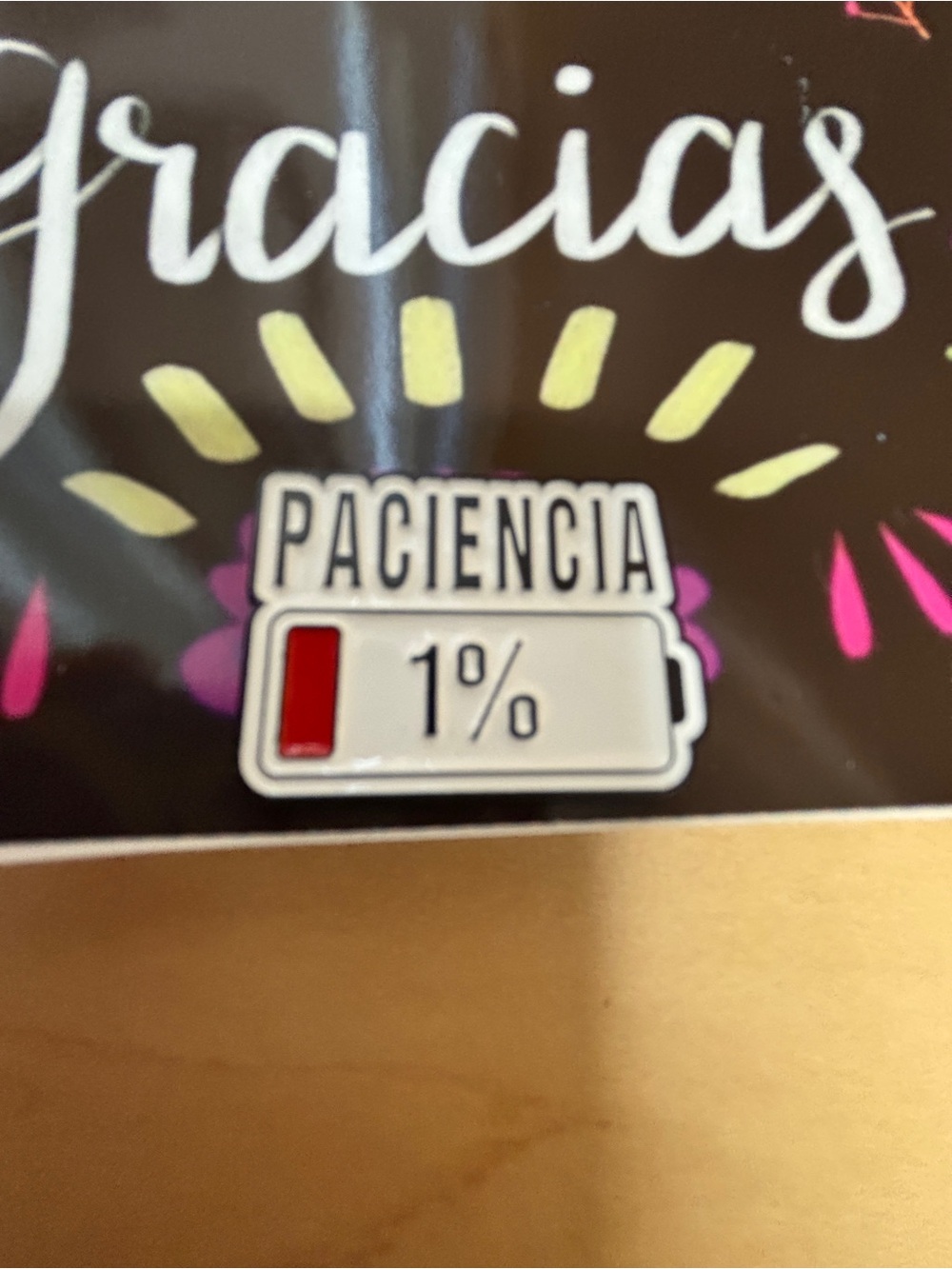 Paciencia 1% Enamel Pin - Red Accent